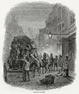 Images Dated 6th March 2020: Norfolk Coach outside Leadenhall Market, London 1845