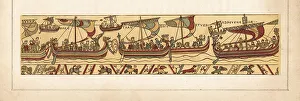 Needlework Prints: The Norman flotilla sails across the channel to Pevensey