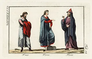 Three Norman men in costume of the 12th century