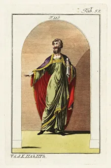 Robert Spallart Prints: Norman noble in long tunic and purple mantle