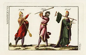 Robert Spallart Prints: Norman noblemen in long tunics and mantles