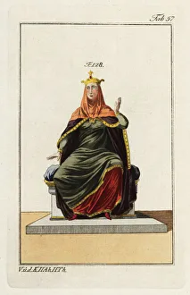 Robert Spallart Prints: A Norman queen wearing mantle, veil and crown