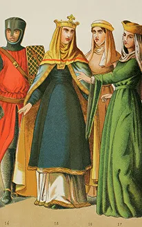 Noblewomen Prints: Normans, 1000-1100. From left to right: knight