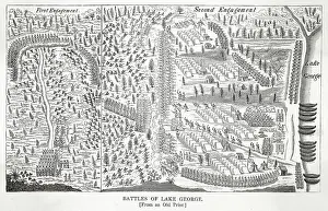 1755 Prints: NORTH AMERICAN CAMPAIGN BATTLE OF LAKE GEORGE A French-Italian force successfully ambush British militia