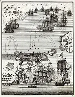 1758 Prints: NORTH AMERICAN CAMPAIGN The British bombard and take Louisbourg (Cape Breton Island