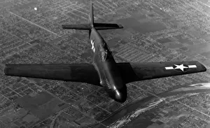 Mustang Prints: A North American P-51B Mustang on a test flight