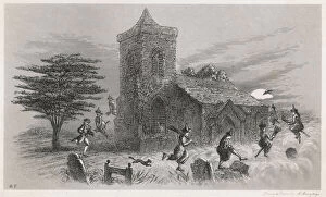 Hunt Collection: North Berwick Witches and Dr Fian in a churchyard