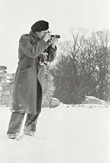 Photos Prints: North Yorkshire winter outside in snow in uniform concentrating on camera Date: 1947 - 1948