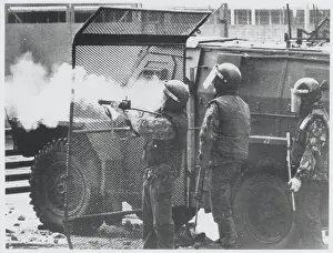 Official Prints: Northern Ireland - three British soldiers in riot equipment