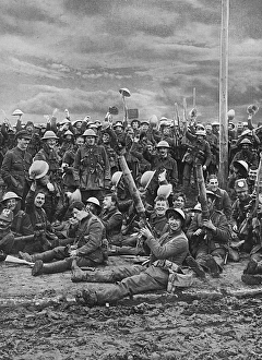 Aftermath Collection: Northumberland Fusiliers resting at St. Eloi, WW1