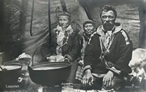 Laps Prints: Norway - Sami Family in their tent
