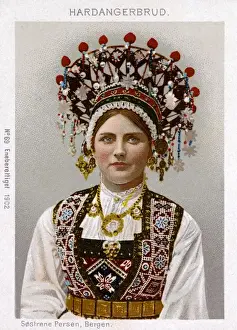 Jerkin Prints: Norwegian Bride from Hardanger in Tradtional Costume