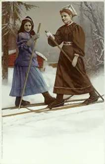 Norwegian Types (3 / 5) - Two skiing girls