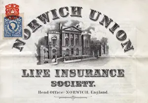Norwich Prints: Norwich Union Life Insurance Society Policy Certificate