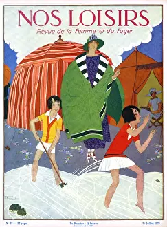 Sunshades Prints: Nos Loisirs magazine cover - summer holiday 1923