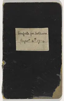 Notebook recording quantities of comforts for soldiers