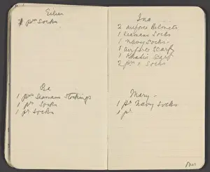 Notebook recording quantities of comforts for soldiers