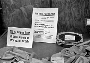 Notices in a bartering shop Notices in a bartering shop