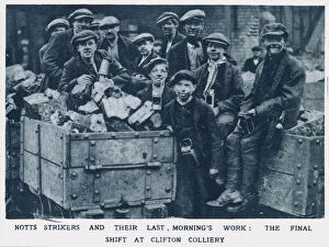 Strikers Collection: Notts strikers and their last mornings work: The final shift at Clifton Colliery