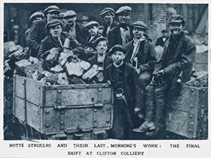 Mines Prints: Notts strikers and their last mornings work: The final shift at Clifton Colliery