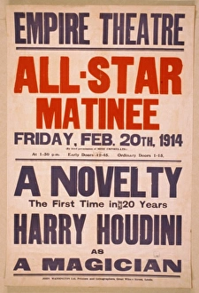 A novelty, the first in 20 years, Harry Houdini as a magicia A novelty, the first in 20 years, Harry Houdini as a magicia