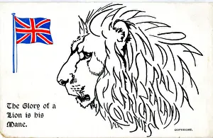 Mane Prints: Novelty Patriotic Lion, mane spells British Empire colonies