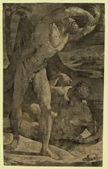 Two nude men: one standing, one reclining