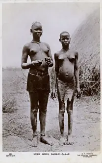 Breasted Prints: Two Nuer Girls - Upper Nile, Bahr-el-Zaraf, Sudan, Africa