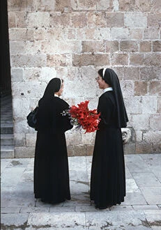 Images Dated 27th August 2019: Two nuns chat in the streets of Dubrovnik, Croatia