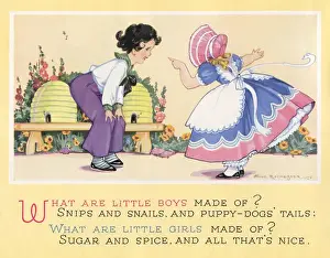 Rhymes Prints: The nursery rhyme, What are little boys made of?