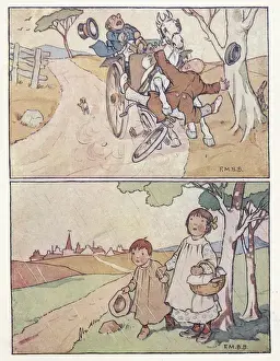Shower Prints: Nursery Rhymes -- accident, children in rain