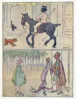 Stranger Prints: Nursery Rhymes -- man on horse, royal scene