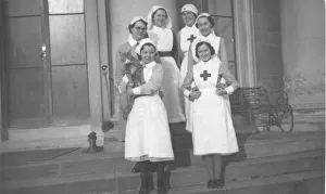 Adlington Gallery: Six nurses and cat, Montgomery House, Mauchline