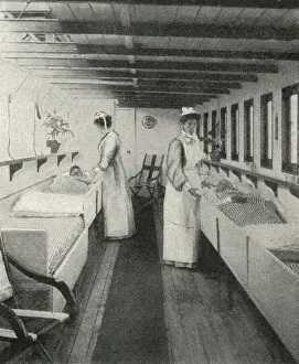 Endymion Prints: Nurses inside the river ambulance Geneva Cross