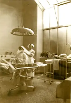 Overhead Prints: Nurses preparing for surgery