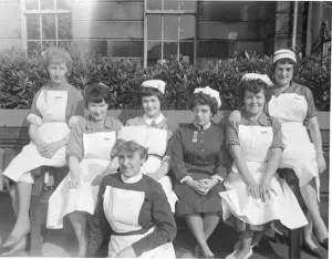 Britain British Nurse Nurses Medicine Prints: Nurses, sister, matron outdoors