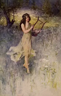 Nymph Prints: A nymph with a lyre