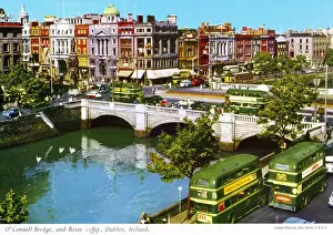 Oconnell Prints: O Connell Bridge and River Liffey, Dublin, Ireland