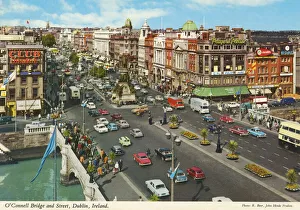 Oconnell Prints: O Connell Bridge and Street - Dublin, Ireland. Date: circa 1960s