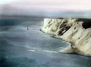 Beachy Prints: O E Simmonds aerial view of Beachy Head (tinted)