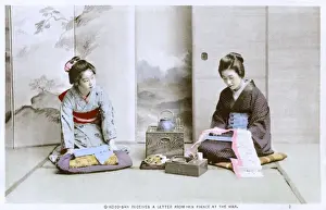 Koto Prints: O-koto-san receives a letter from her fiance at the war