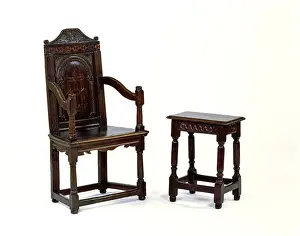 Armchair Prints: Oak armchair and stool