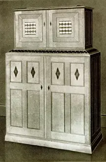 Inlaid Prints: Oak inlaid secretaire by Sir Ambrose Heal