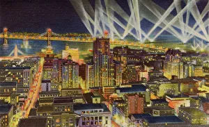 Alameda Prints: Oakland Bay Bridge and San Francisco at night