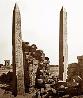 Obelisk Collection: Obelisks at Luxor, Egypt, Victorian period