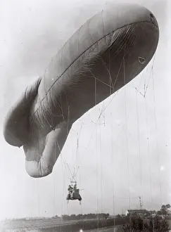 Expeditionary Prints: Observation balloon ascending, Abele, Belgium, WW1