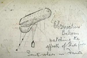 Somewhere Prints: Observation Balloon watching the effects of Shell fire