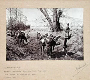 Regiments Collection: Observation - Picket watching Salmah from the Worm, WW1