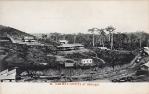 Ashanti Prints: Obuasi railway offices, Ghana, Gold Coast, West Africa