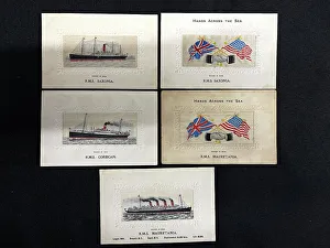 Corsican Prints: Ocean liners, collection of five silk postcards